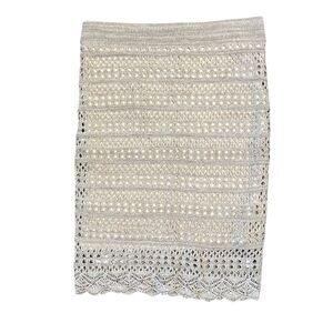 BCBG Beige Crochet Midi Lined Bodycon Medium Skirt